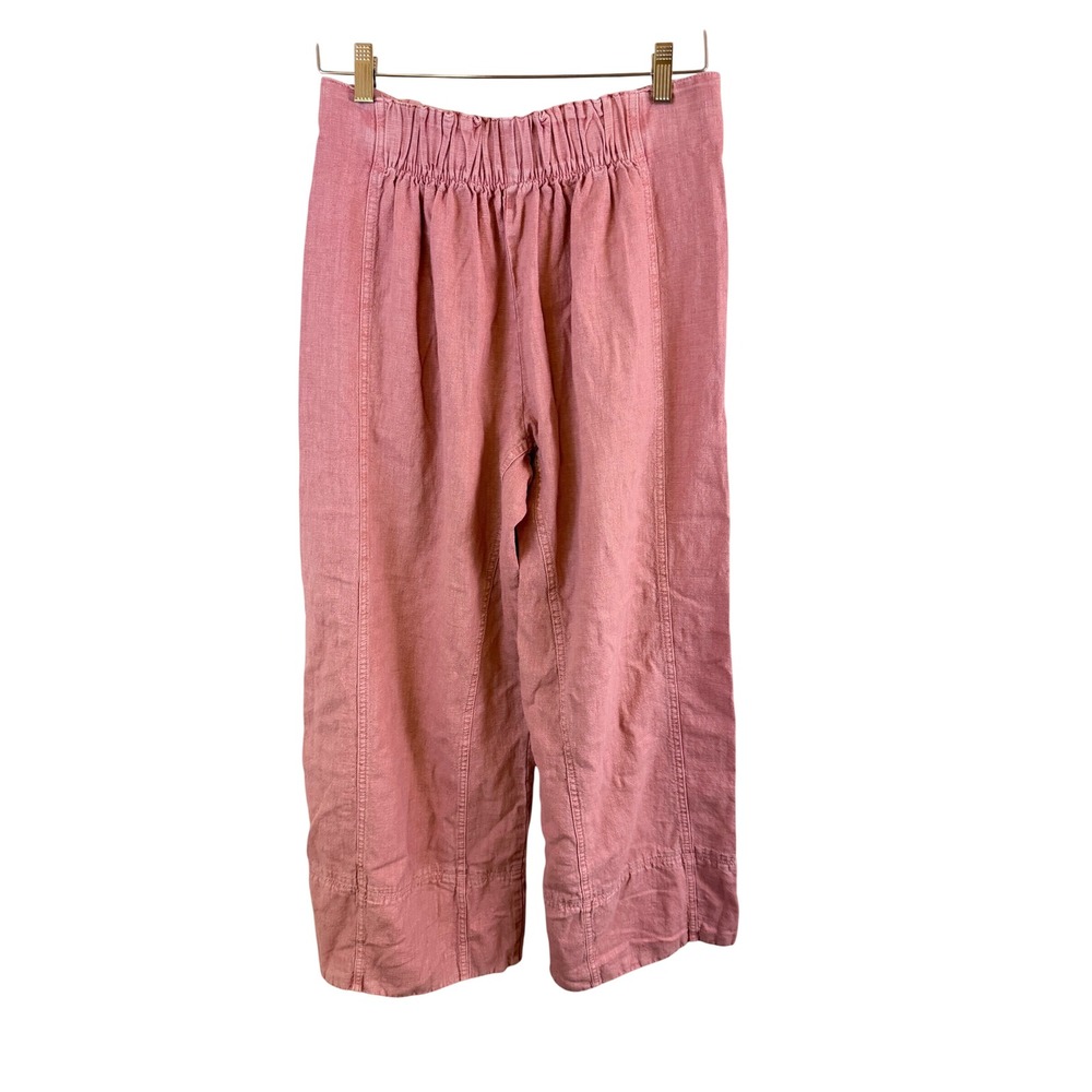 Free People Solid Pull On Pants Women Small Pink Linen Blend Wide Leg OB2548604